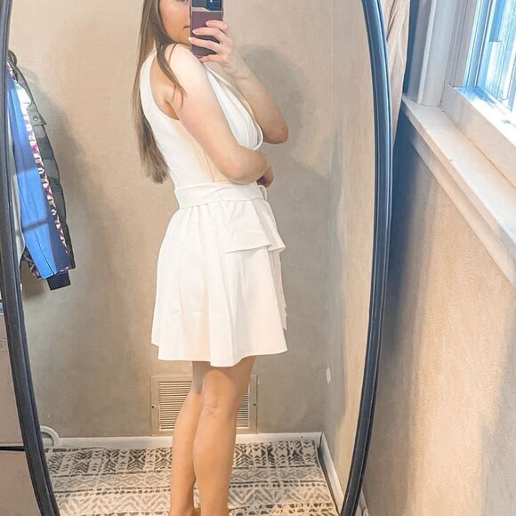 Ted Baker Laraaa Mock Wrap Tiered Mini Dress in White - Picture 4 of 9